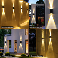 Lampe solaire LED murale moderne pour jardin, avec capteur haut/bas, batterie au lithium rechargeable, étanche IP65, éclairage automatique