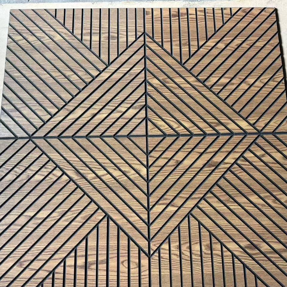 HY011A Wood Slat Acoustic Wall Panel Sound Absorbing Decorative ...