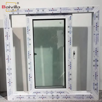 Ventanas corredizas de doble acristalamiento de PVC con diseño de ventana UPVC de estilo francés con mosquitera para casa Hotel Villa