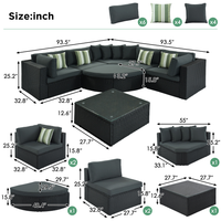 Ensemble de canapés modernes en rotin rond pour salle à manger, hôtel ou cour, pour balcon, patio, meubles de jardin ou utilisation en extérieur