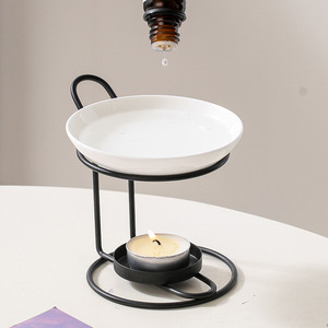 <span class=keywords><strong>Lampe</strong></span> à cire <span class=keywords><strong>chauffante</strong></span> non électrique en fer forgé noir pour huiles essentielles d'aromathérapie - Product Image 5