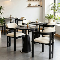 Ensemble de table et chaises de restaurant commercial personnalisé, style occidental, pour café, avec banquette murale, tables à cadre métallique, design moderne