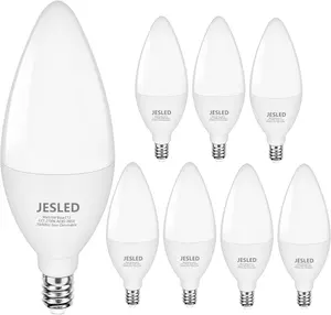 Светодиодные лампы JEDLED E14, маленькие светодиодные лампы канделябра, 60 Вт, эквивалент, B11 B35 C37, потолочный вентилятор, лампочки, тип B-образная люстра ETL