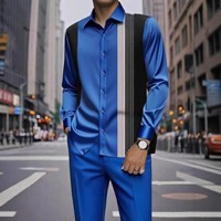 Ensemble de Vêtements Tricotés de Haute Qualité Style Vintage 2025 pour Hommes Africains, Chemise et Pantalon Décontractés Rétro à Motif Animalier pour l'Automne/Hiver