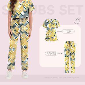 Conjuntos de uniformes médicos de tejido suave elástico de 4 vías OEM uniforme de hospital de enfermera con diseño impreso para <span class=keywords><strong>Urología</strong></span> - Product Image 5