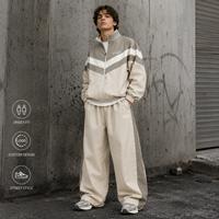 Set Jogger Ukuran Besar Ringan untuk Musim Dingin 3M Beige Polos Berbahan Nilon Organik Katun, Jaket Tracksuit Tahan Angin