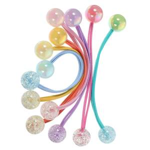 En gros, Élastiques à cheveux pour enfants et bébés, avec perles et deux boules brillantes, accessoires capillaires pour filles - Product Image 1