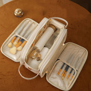 <span class=keywords><strong>Sac</strong></span> de maquillage de voyage <span class=keywords><strong>multi</strong></span>-compartiments Ginzeal en PU, grande capacité, portable, imperméable, <span class=keywords><strong>sac</strong></span> de rangement pour cosmétiques - Product Image 4