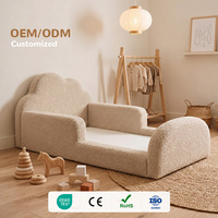 Lit de sol en mousse pour tout-petits en tissu Teddy OEKO-TEX avec pare-chocs de sécurité, lit pour enfants pliable à profil bas et rembourré