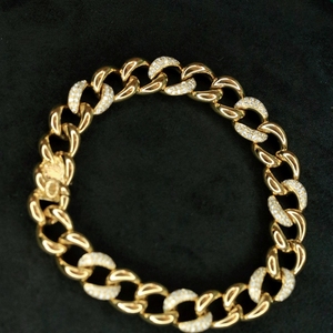 Aazuo-pulsera de cadena cubana de oro macizo de 18 quilates con diamantes naturales para hombre y mujer, joyería de lujo para uso diario, Au750 - Product Image 4