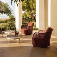 Handgewebtes Seil-Outdoor-Sofa-Set, Nordische Terrassenmöbel, Wasserfestes UV-Beständiges Sofa für Villa-Innenhof