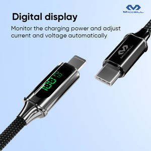 Miccell Hợp kim nhôm USB C nhanh chóng sạc cáp thời gian thực 6A sạc điện hiển thị kỹ thuật số cáp cho iPhone 16 - Product Image 5