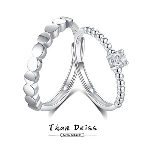 Set di Anelli di Lusso <span class=keywords><strong>in</strong></span> Argento Sterling 925, Gioielli Impermeabili Antiossidanti, Anelli Geometrici Impilabili con Perline per Donne, Regalo di Fidanzamento - Product Image 1