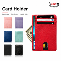 Porte-cartes en cuir PU avec blocage RFID, logo personnalisé, portefeuille d'affaires, étui pour cartes de visite personnalisé, cadeau promotionnel