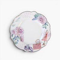Service de table en porcelaine New Bone China en forme de fleur avec bord doré et motif floral rose, décor sous glaçure, pour la maison
