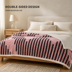 Manta de Sherpa de doble cara con estampado de árboles rosas, cálida para dormitorio, envío rápido desde Polonia, stock UE - Product Image 2