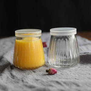 Venta al por mayor tarro de yogur de vidrio rayado vacío con tapa de plástico 50ml - Product Image 4