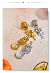 Xy 2194 thiết kế mới vỏ thép không gỉ Starfish Shaped Drop Bông tai tôm hùm không thấm nước dangle Bông tai cho món quà - Product Image 5