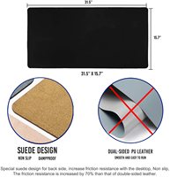 Tapis de souris en cuir antidérapant imperméable à l'eau Tapis d'écriture de bureau à double usage Bureau et usage domestique Stock Épaisseur et taille personnalisables
