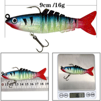 9cm/16g appâts de natation souples multi-articulés leurres de pêche au bar rayé leurres de pêche à la truite pour l'eau douce et l'eau salée