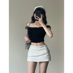 Highest Quality <b>Compressed</b> Eco-Friendly Quick Dry T-Shirt <b>Women</b> Slim Fit New Design Organic Off-Shoulder Ruffle Trim <b>Top</b> Free - Product Image 3