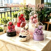 Kustomisasi Bunga Abadi di Bawah Kaca, Mawar, Hadiah Hari Valentine untuk Pacar/Istri, Dekorasi, Hadiah Bunga Buatan Tangan