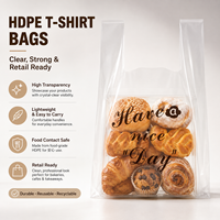 Sacs en PEHD transparents personnalisés avec logo du fabricant, de qualité alimentaire, avec poignées, pour boulangerie, gâteaux, desserts et emballages à emporter