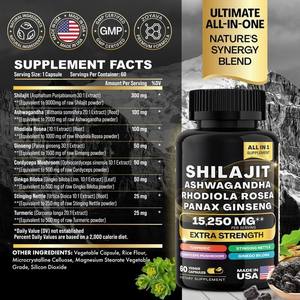 OEM %100 Saf Himalaya Organik Şilajit Kapsülleri Ayurveda Karışımı Yüksek Etkili Aşvaganda Rhodiola Rosea Panax <span class=keywords><strong>Ginseng</strong></span> - Product Image 3