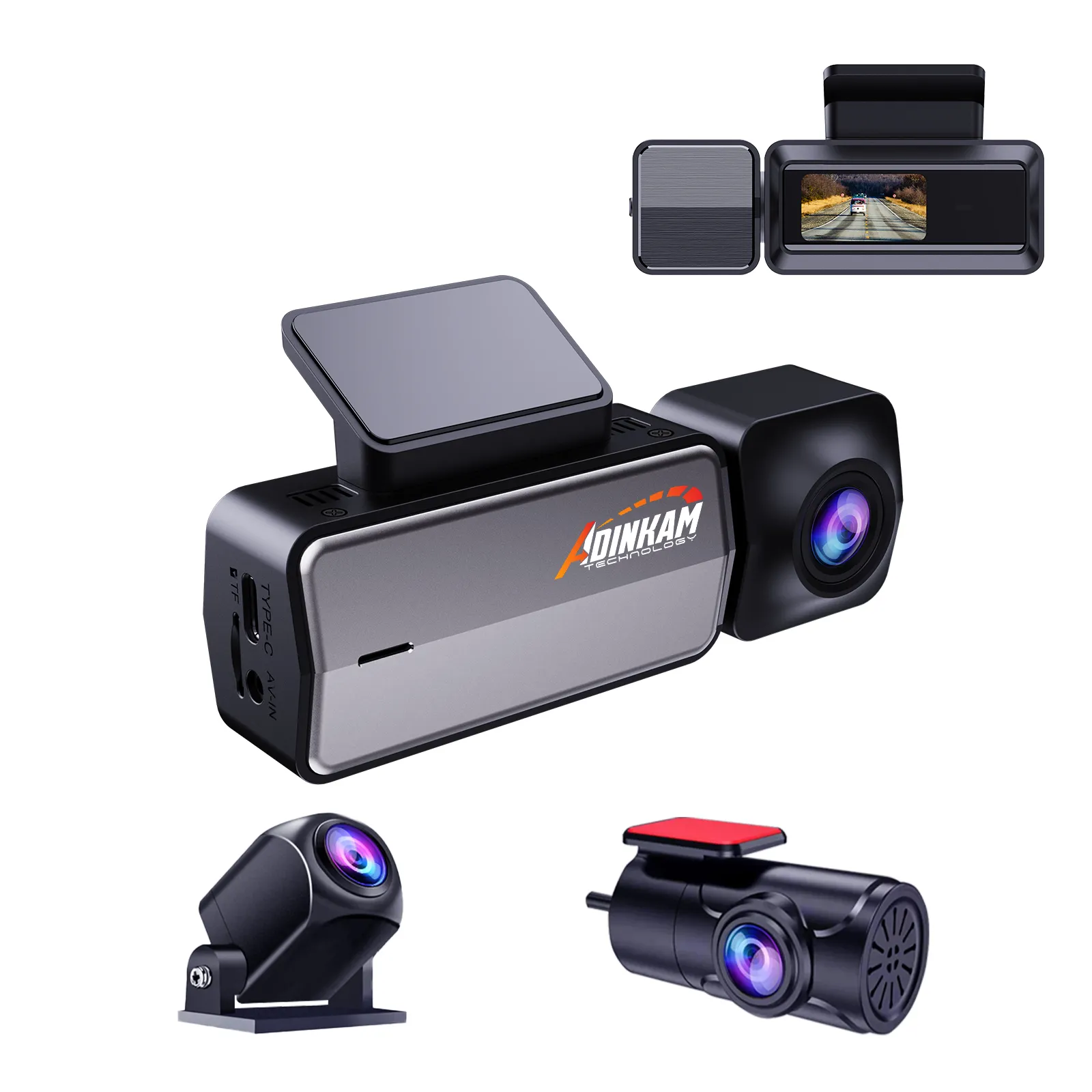 Cámara de salpicadero Adinkam T300 4K para coches DVR HD 2K + 1080P caja negra de doble canal con GPS incorporado de 1,47 pulgadas WiFi 170FOV Dashcam