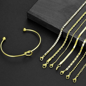 8 pulseras de oro chapadas en oro de 18 quilates, eslabones de acero inoxidable, cuentas satelitales en espiga, Twist Mariner CZ, cadena de puño con nudo de amor de tenis - Product Image 2