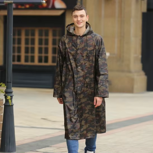 Chubasquero largo <span class=keywords><strong>de</strong></span> camuflaje para adultos <span class=keywords><strong>de</strong></span> alta resistencia OEM, chubasquero <span class=keywords><strong>de</strong></span> poliéster grueso, chubasquero impermeable duradero para hombres - Product Image 2