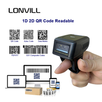 LONVILL USB filaire BT sans fil Finger Wearable 2d Qr Code Reader Manual Keystroke Ring Barcode Scanner
