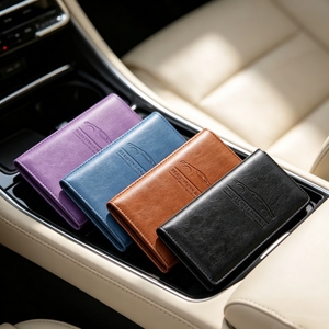 Portefeuille pour documents de véhicule en cuir PU durable, cousu, anti-rayures, pour permis de conduire, personnalisable en usine, étui de rangement pour papiers automobiles - Product Image 1