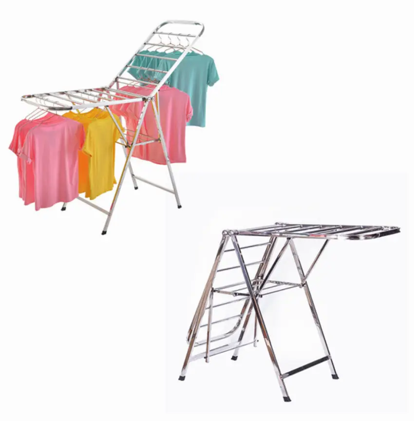 Rack de secagem de roupa, suporte dobrável de aço inoxidável para secagem de roupas