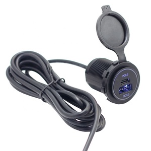 Installer un port USB dans la voiture, charge rapide USB C PD 12V QC 3.0 et type C PD DC 12V-24V, prise de courant double USB, câble 22awg - Product Image 6