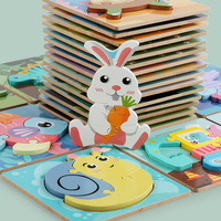 Niños Montessori educativo de madera 3D rompecabezas de juguete para niños niñas dibujos animados dinosaurio Animal vehículo niño rompecabezas Juguetes