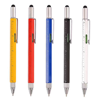 Stylo à bille multifonctionnel 6 en 1 avec règle niveau croix tournevis à tête plate écran tactile stylo multi-outils de poche