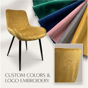 Sillón de Comedor Moderno de Terciopelo con Respaldo Confortable y Patas de Metal - Silla de Comedor Decorativa para el Hogar, Gimnasio, Sala de Estar - Product Image 2