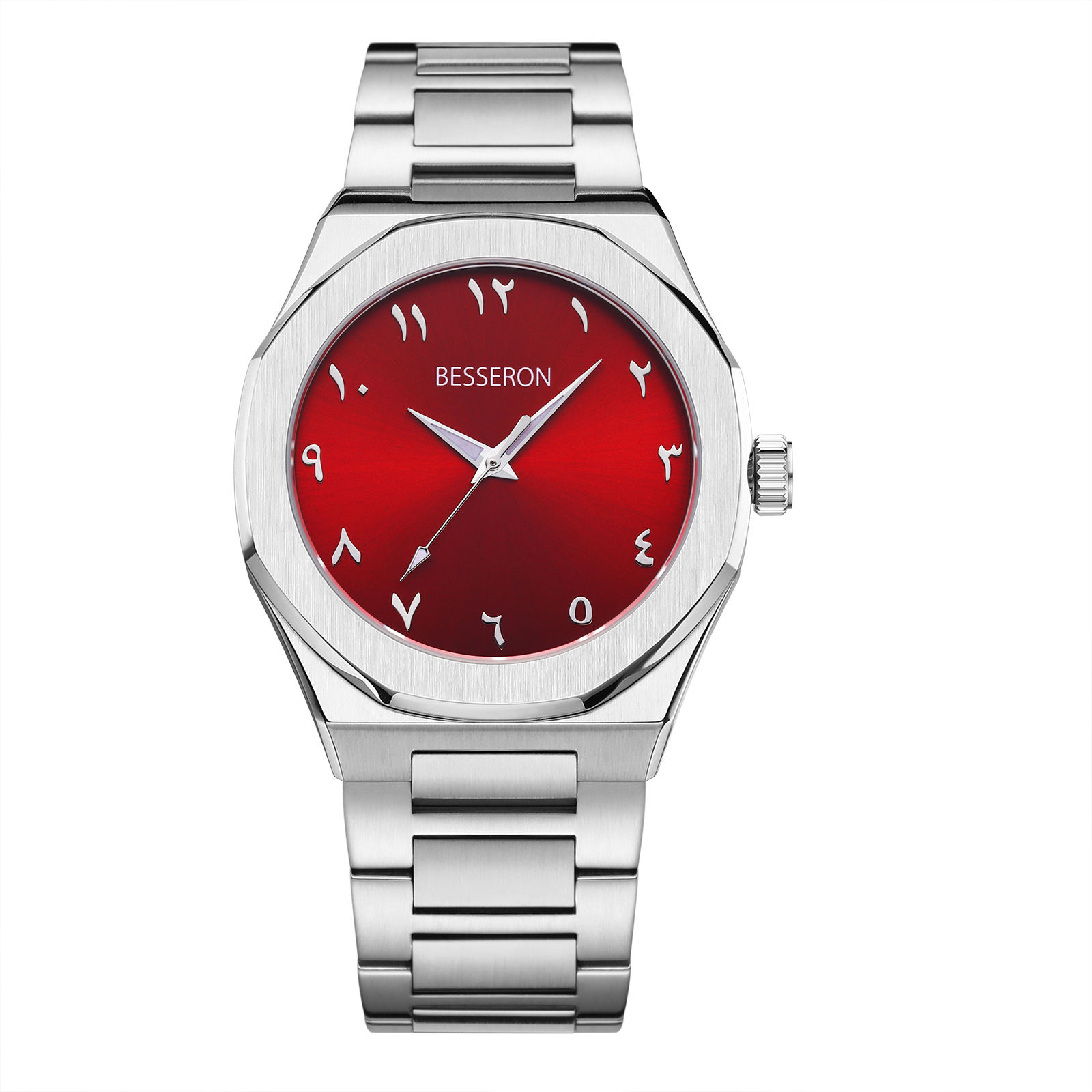 Red dial stainless steel band