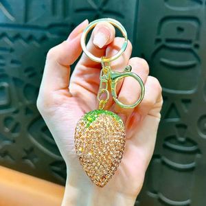 2025 Newest Diamond-Studded Strawberry Keychain - Gold Plated Fashion Bag Charm, Cute Car <b>Key</b> <b>Accessory</b> for Women - Product Image 2