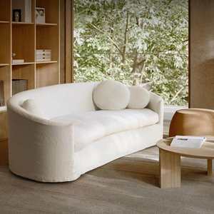 Divano Moderno Yicheng a 3 Posti in Tessuto Bianco, Set Divano Angolare Imbottito per <span class=keywords><strong>Soggiorno</strong></span>, <span class=keywords><strong>Arredamento</strong></span> per Villa in Vendita - Product Image 1