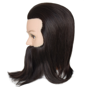 Testa di Manichino Maschile con Barba per Formazione in Parruccheria, 8 Pollici, Capelli Umani Naturali, Modello di Testa con Barba per <span class=keywords><strong>Uomo</strong></span> - Product Image 2