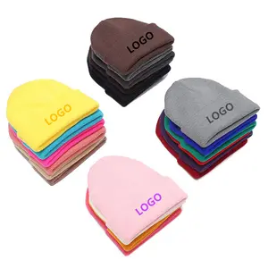 Sombreros de invierno Unisex para bebés y niños, gorros de lana con logotipo personalizado bordado, venta al por mayor, 2022