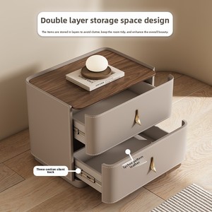 Table de <span class=keywords><strong>chevet</strong></span> <span class=keywords><strong>scandinave</strong></span> en bois massif de style Ins avec selle en cuir accessible luxe simple armoire de rangement <span class=keywords><strong>chevet</strong></span> table de <span class=keywords><strong>chevet</strong></span> - Product Image 4