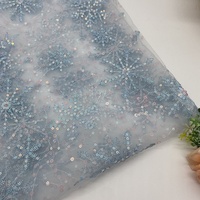 Tissu en maille brodé de paillettes flocon de neige de luxe, tulle irisé brillant pour robe de soirée de Noël, robe de mariée, vêtements, vente en gros