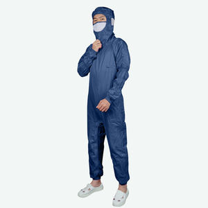 Tuta Antistatica Nera Blu in Rete per Camera Bianca con Protezione Saliva, Cerniera all'Inguine e per Camera Bianca - Product Image 2