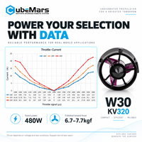 CubeMars W30 Propulseur sous-marin 7,7 kgf 480W Moteur sans balais pour ROV AUV Robot sous-marin