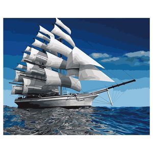 Modèles explosifs personnalisé bricolage voilier <span class=keywords><strong>peinture</strong></span> par numéros Kit voilier sur la mer plaine voile série ABS matériel - Product Image 2