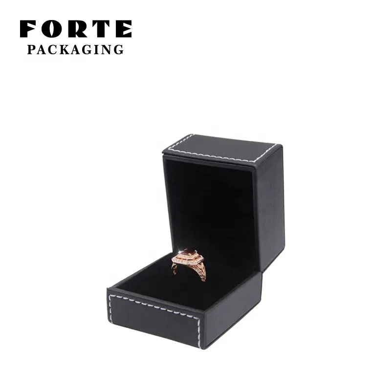 प्रधान गुण काले पु चमड़े के गहने आयोजक बॉक्स की अंगूठी लटकन गहने बॉक्स