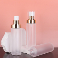 Haute qualité plaqué or givré PET bouteille en plastique cosmétiques soins de la peau visage propre Lotion pompe brouillard vaporisateur pour emballage cosmétique